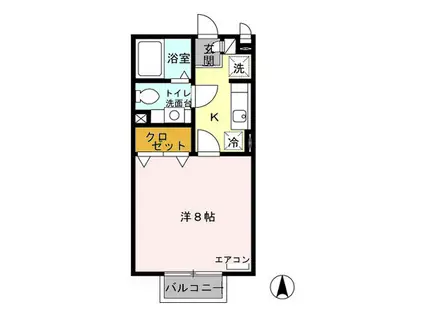 アルカディア(1K/2階)の間取り写真