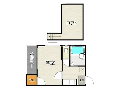 EPOCH大橋南(1K/2階)の間取り写真