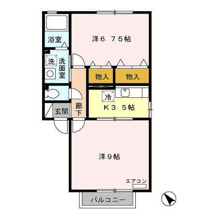 セジュールS・K(2K/2階)の間取り写真