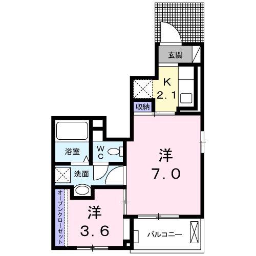 アニメート(2K/1階)の間取り写真