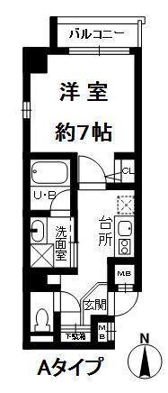 エヴィステージ(1K/4階)の間取り写真