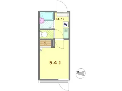 リブ南花畑3丁目(1K/2階)の間取り写真