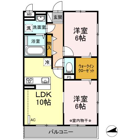 リリーベル(2LDK/2階)の間取り写真