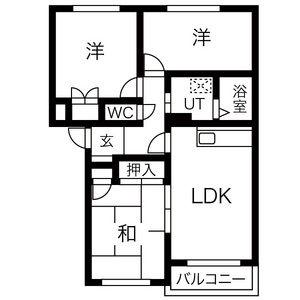 ロイヤル麻生(3LDK/3階)の間取り写真