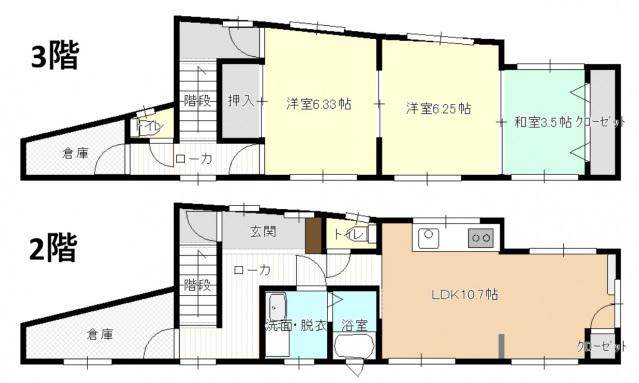 石川ビル(3LDK/2階)の間取り写真
