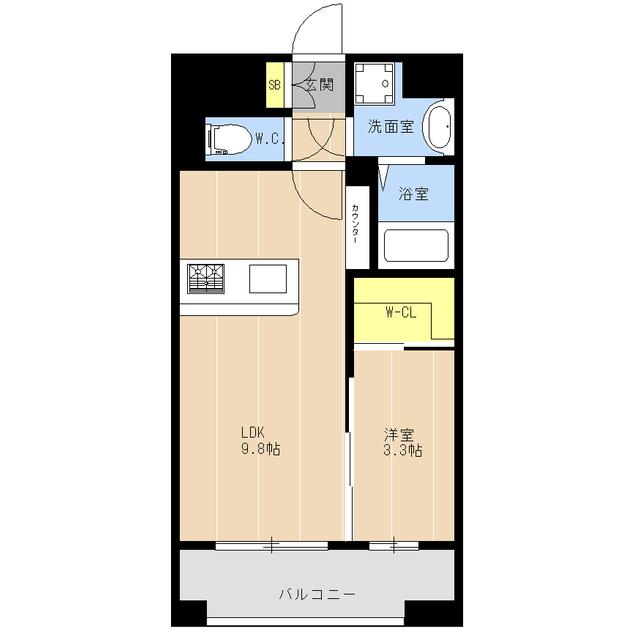LIBTH旭橋II(1LDK/11階)の間取り写真