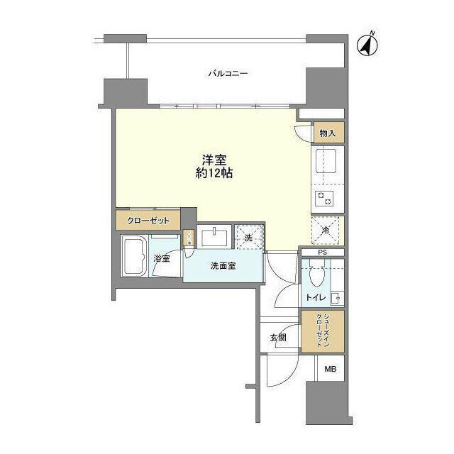 クレヴィア新宿若松町(ワンルーム/12階)の間取り写真