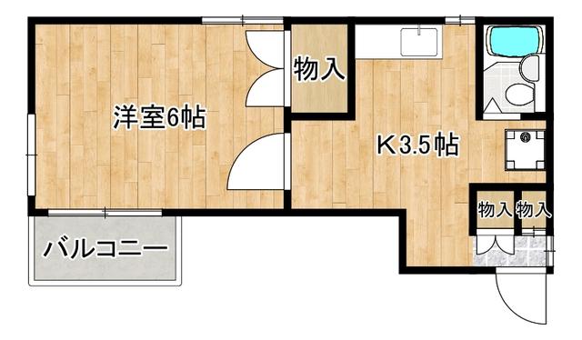 パインプレジオ(1K/1階)の間取り写真