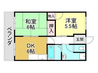 レイクウエストHANA(2DK/2階)の間取り写真