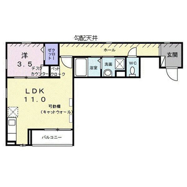 プリマヴェーラ ドゥエ(1LDK/2階)の間取り写真