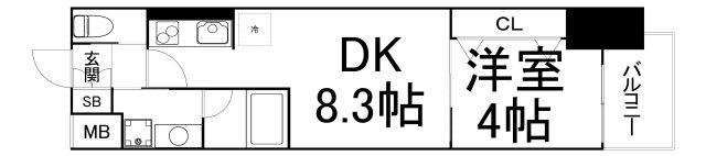 コンフォリア西天満(1LDK/2階)の間取り写真
