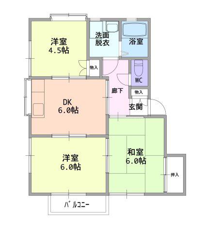 ルネス坂井(3DK/2階)の間取り写真