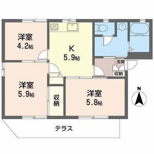ステップハイツ(3K/1階)の間取り写真