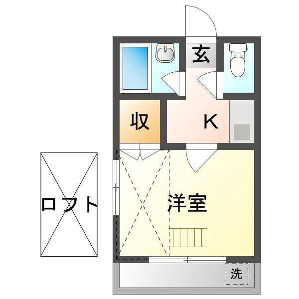 奥田西町第1レジデンス(1K/2階)の間取り写真