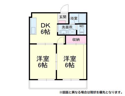 サリーナ中原(2DK/1階)の間取り写真