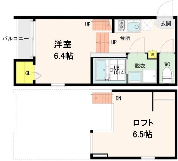若林ベース(1K/2階)の間取り写真