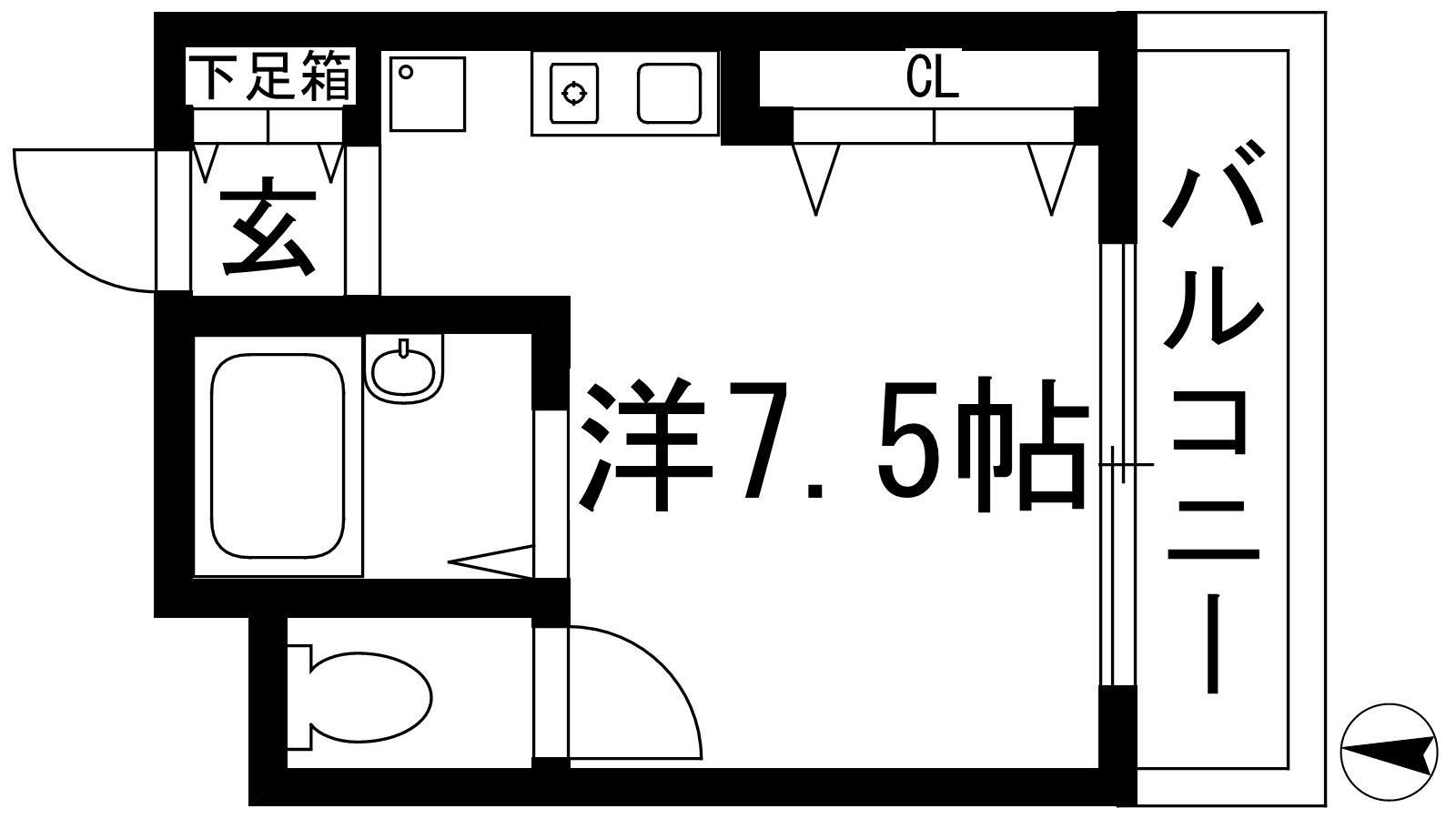 アモ花屋敷(ワンルーム/3階)の間取り写真