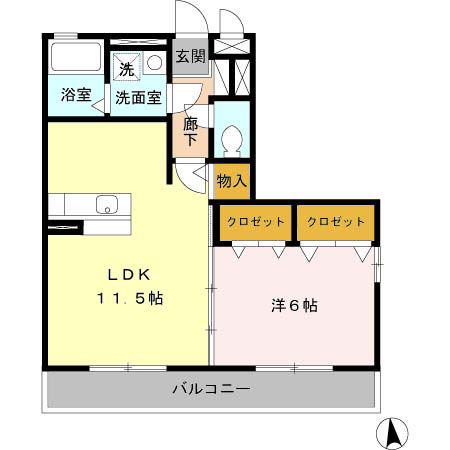 メゾングランドゥール(1LDK/2階)の間取り写真