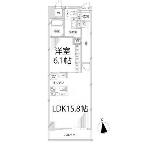 キャッスルコート博労町(1LDK/6階)の間取り写真