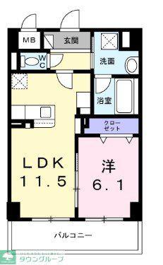 YS STATE 天王台(1LDK/1階)の間取り写真