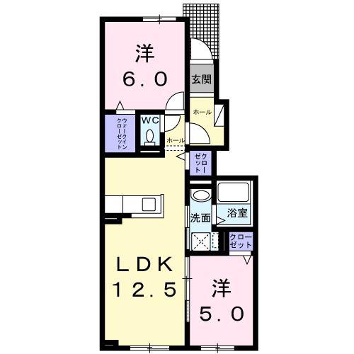 グランベルIII(2LDK/1階)の間取り写真