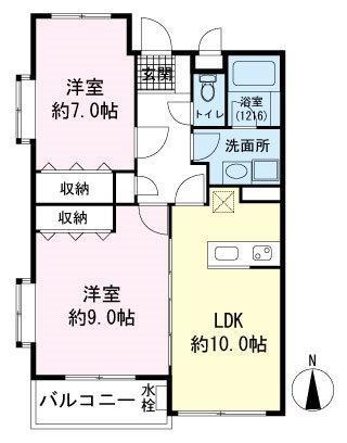 レアールマリカ(2LDK/2階)の間取り写真