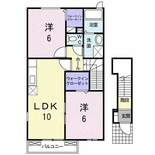 サルウェ-B(2LDK/2階)の間取り写真