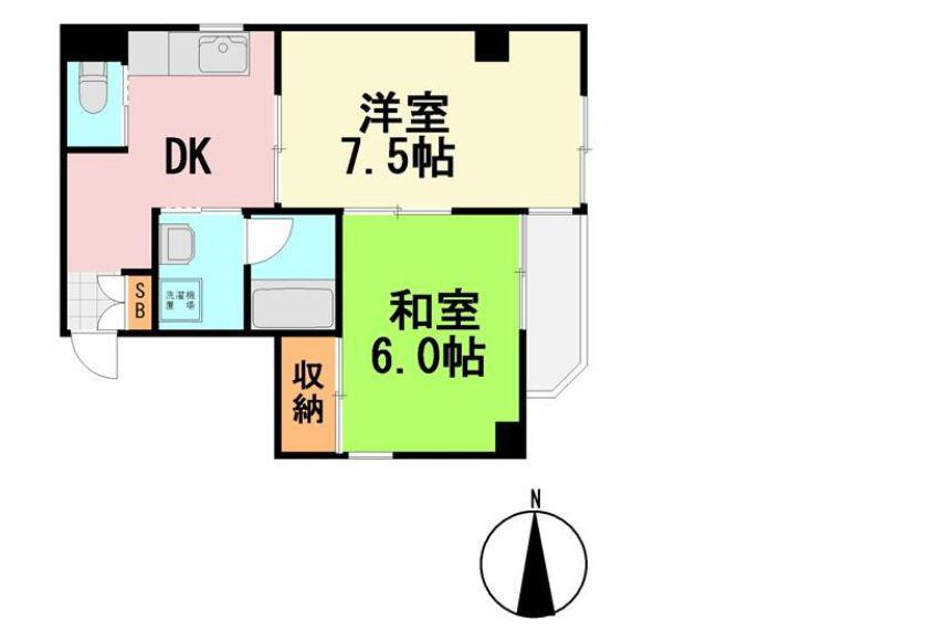 シルバースティック(2DK/6階)の間取り写真