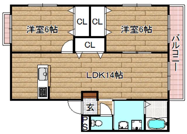 サンメゾン(2LDK/3階)の間取り写真