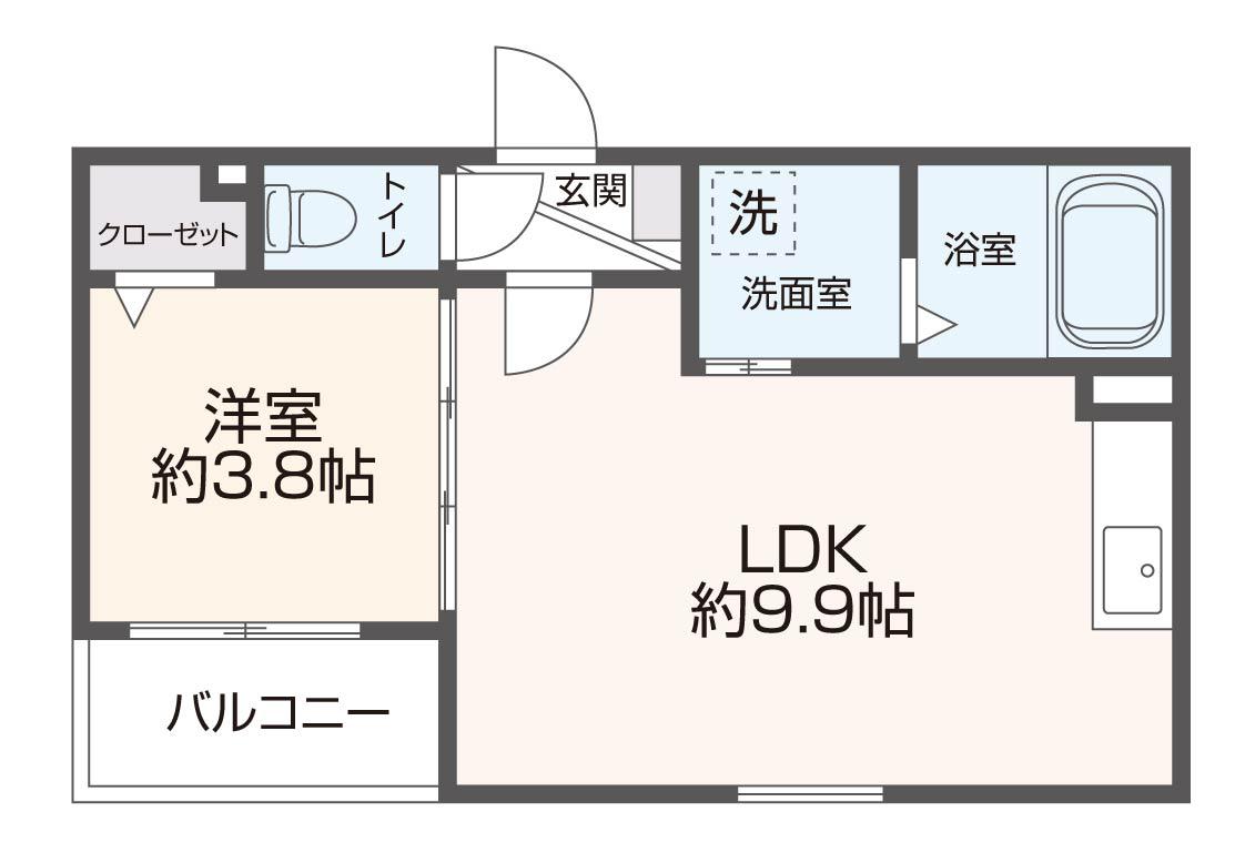 TORRIE友井(1LDK/1階)の間取り写真
