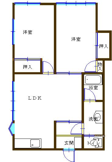 コーポパレス C(2LDK/1階)の間取り写真