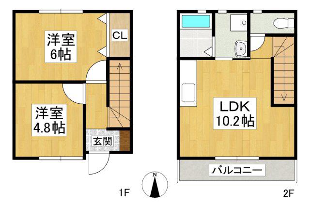 MIMOSA(2LDK/1階)の間取り写真