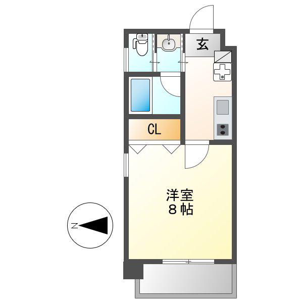 レジデンス名古屋吹上(1K/3階)の間取り写真