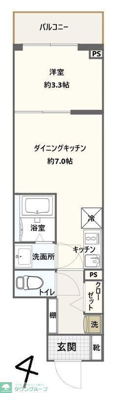 FRONTIER TAPP横浜大口(1DK/2階)の間取り写真