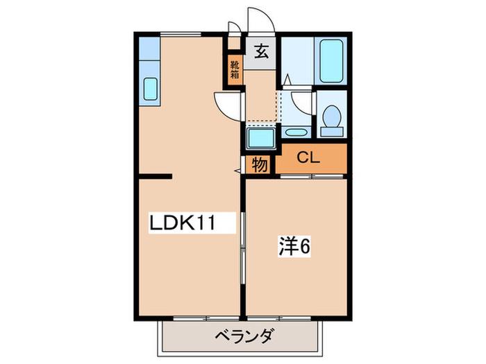 湘南ハウスA棟(1LDK/2階)の間取り写真