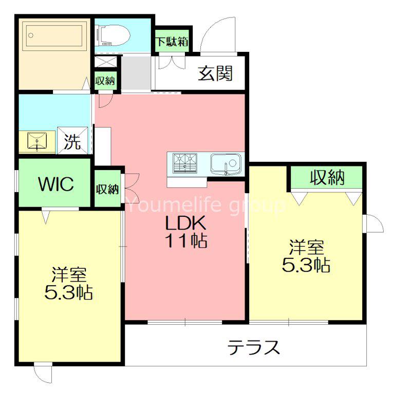 シャルールくげぬま(2LDK/1階)の間取り写真