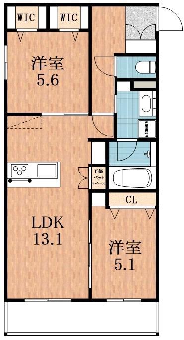 MAISON DE MINE NAGAI PARK EST(2LDK/2階)の間取り写真