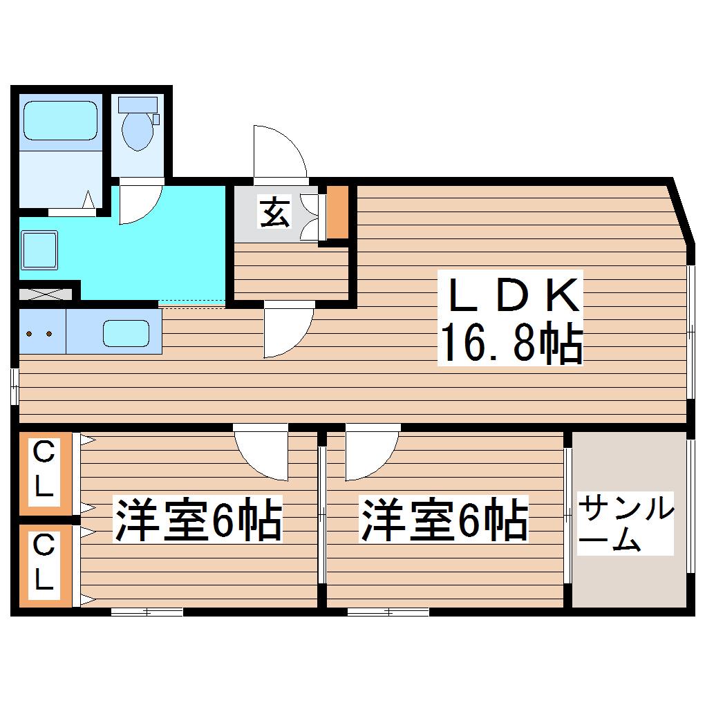 ESPOIR UN(2LDK/3階)の間取り写真