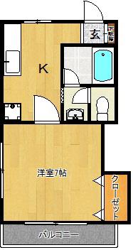 シーサイドホームたじま(1K/2階)の間取り写真
