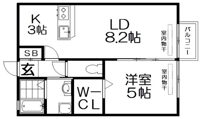 エミネンス牧野(1LDK/1階)の間取り写真