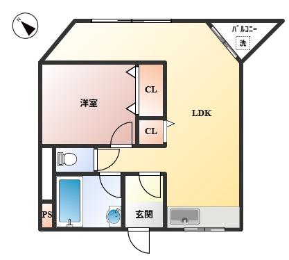 テアトルメゾン豊中(1LDK/5階)の間取り写真
