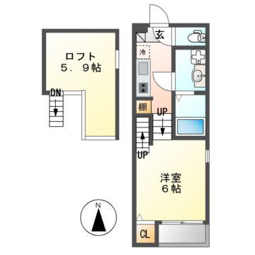 ハーモニーテラス長田町(1K/1階)の間取り写真