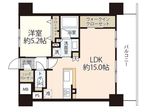 プレサンスロジェ広島駅南(1LDK/13階)の間取り写真