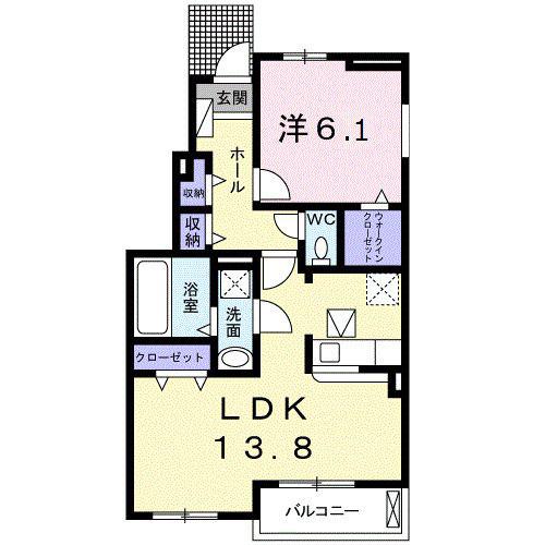 アコール(1LDK/1階)の間取り写真