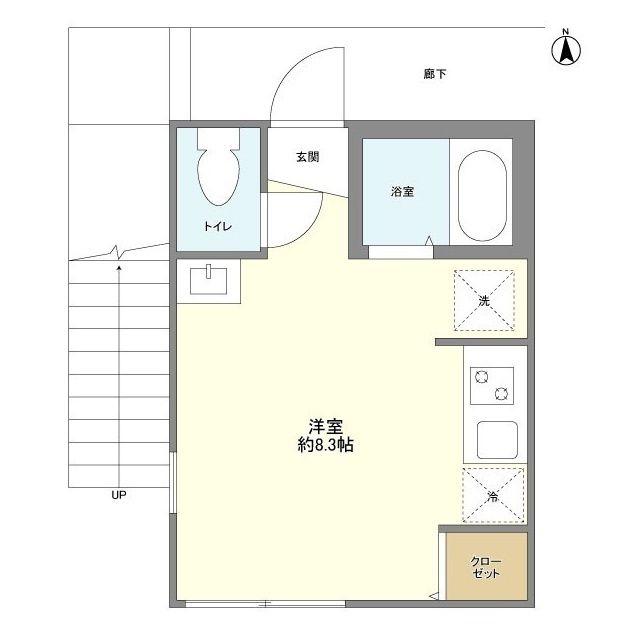 プルミエールK&A(ワンルーム/1階)の間取り写真