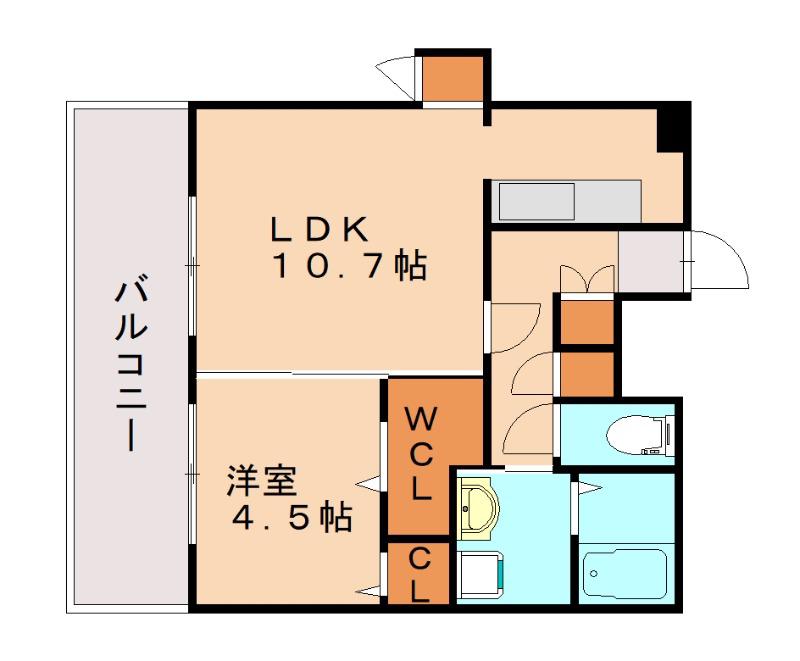 フェリシエ三萩野(1LDK/2階)の間取り写真