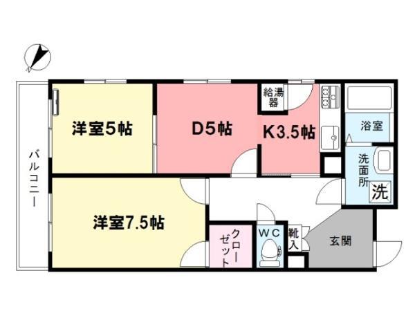 EXIVE上井草(2DK/2階)の間取り写真