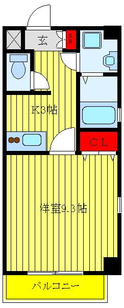 エンスウィート(1K/2階)の間取り写真