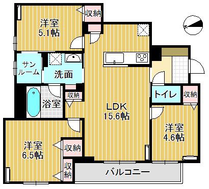 ミライエ・シリウス サウス(3LDK/1階)の間取り写真
