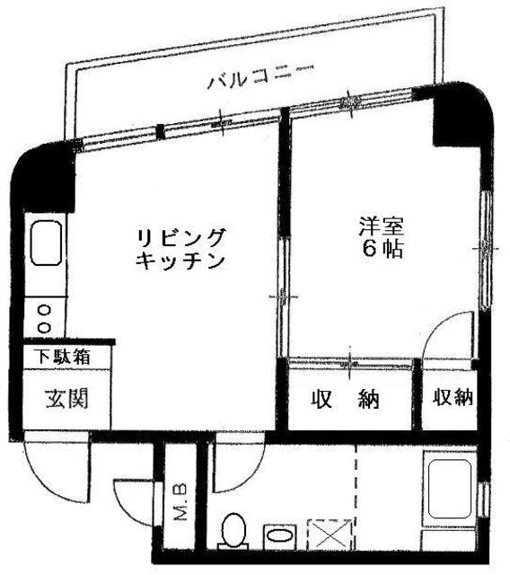 マンションヴィップ中野坂上(1DK/6階)の間取り写真